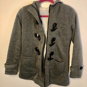 Gray Sherpa-lined jacket coat with tuggle buttons S SHEIN with hood